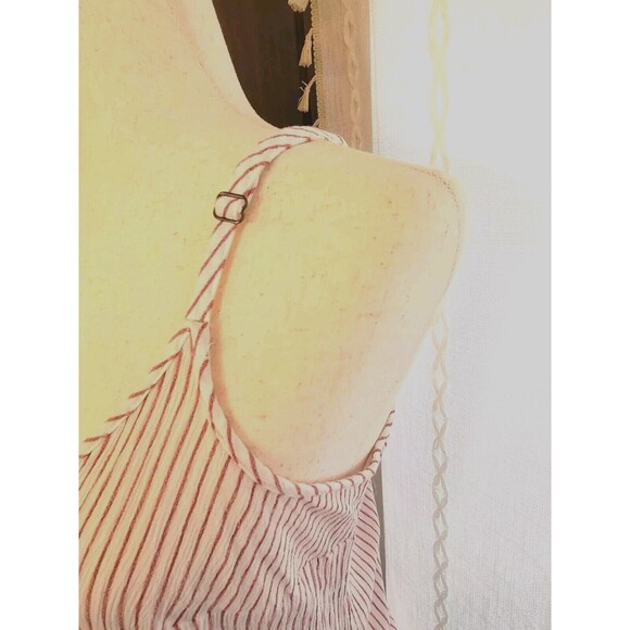 Torrid Tank Top Lace Up Spaghetti Strap Adjustable Brick‎ Red Verticle Stripe 1 - Picture 6 of 12